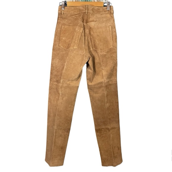 Bernardo Vintage Women’s Tan Suede Leather High Rise Straight Pants Size 4 - Picture 2 of 5